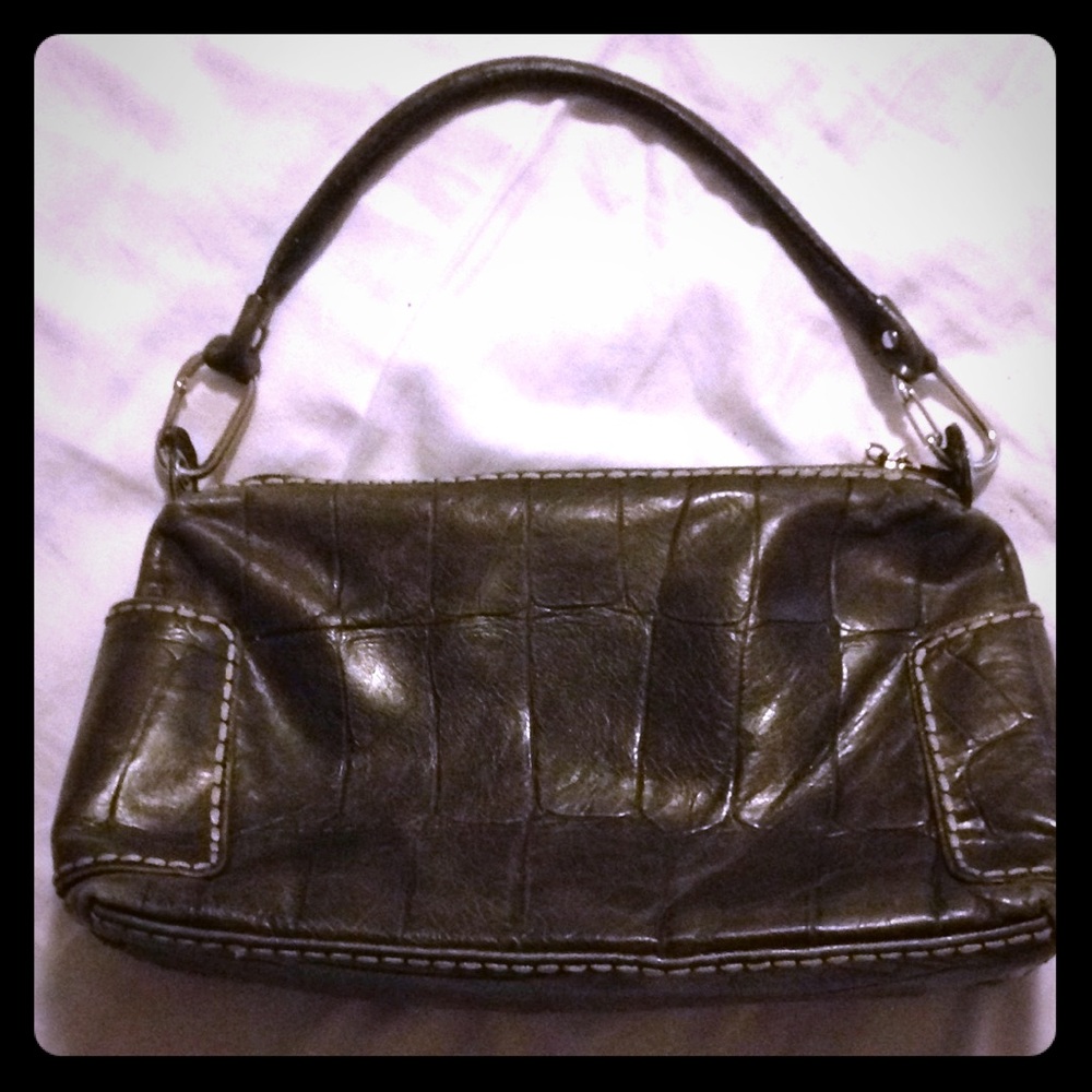Plinio Visona Dark Olive Green Leather Hobo purse